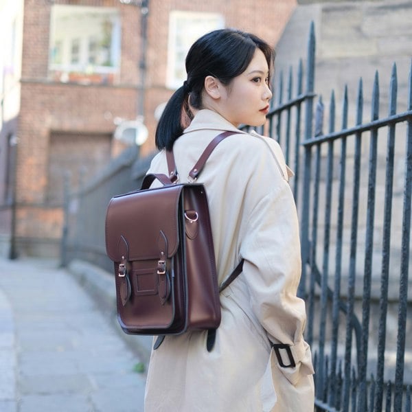 Zatchels Handmade Leather City Backpack - Marsala Red