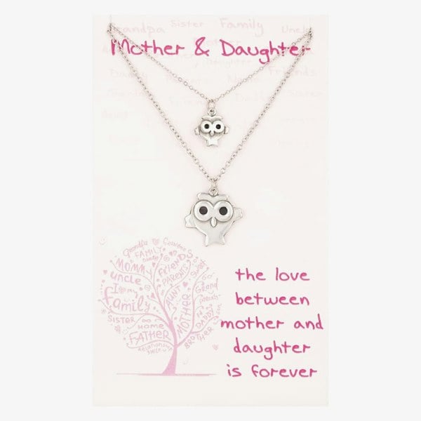 T. H. Baker Sentiments Mother and Daughter Matching Owls Pendants 20083