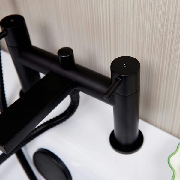 Flode Eslov | Bath Shower Mixer Tap | Includes Handset and Holder | Matt Black