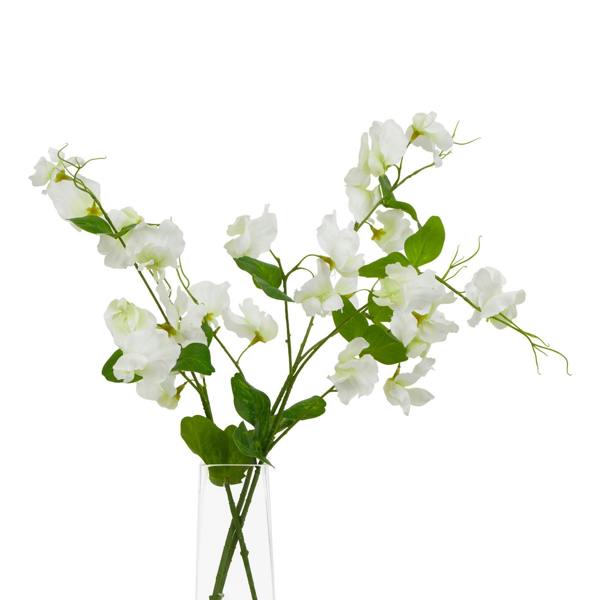 Wyld Haus Set of 3 Artificial Flowers White Sweet Pea Stems