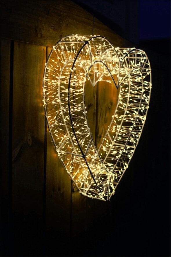 Scotts of Stow Xmas Haus Pre Lit LED Heart Shape with 5m Lead Timer Power Supply