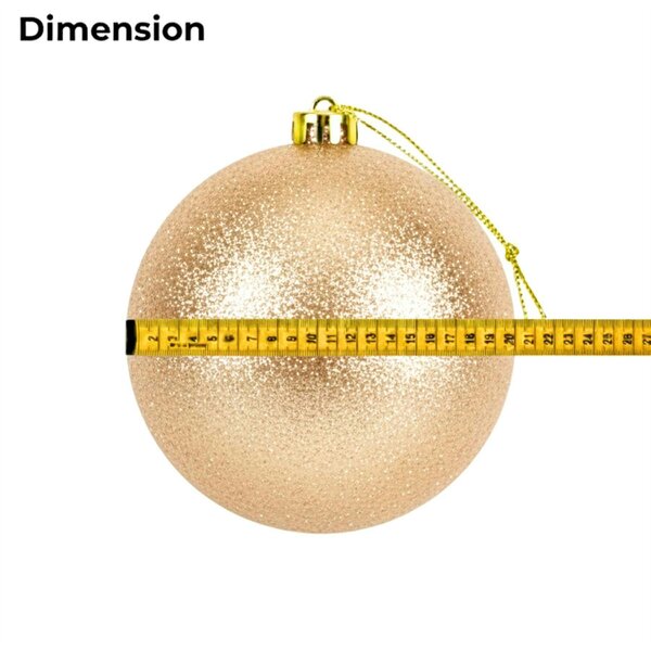 Shatchi 2cm Champagne Glitter Christmas Bauble for Tree and Home Festive Decorations