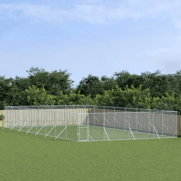 Berkfield Outdoor Dog Kennel Silver 8x16x2 m Galvanised Steel