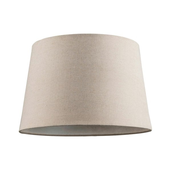 Designer Taupe Beige Naturally Textured Linen Lamp Shade in Drum Shape Image 1