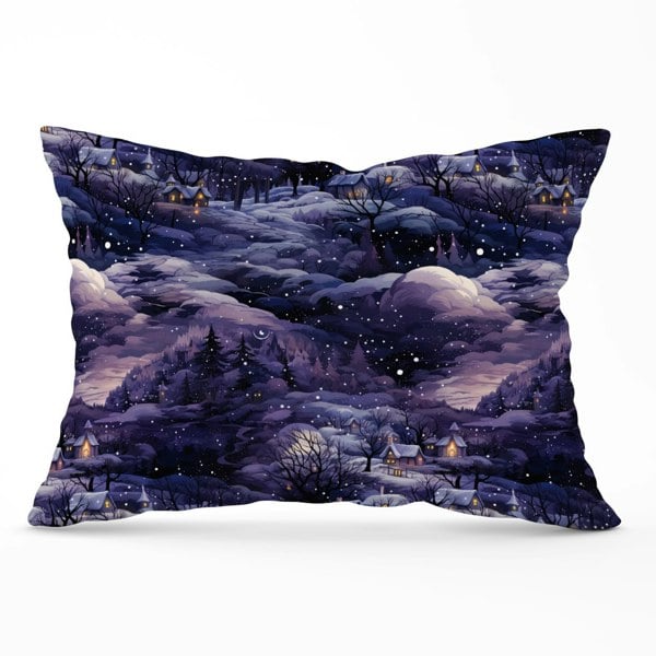 Warren Reed Snowy Christmas Village On A Starry Night Cushions