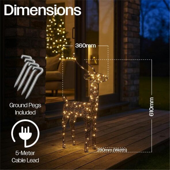 Scotts of Stow Xmas Haus Outdoor Metal Deer 61cm