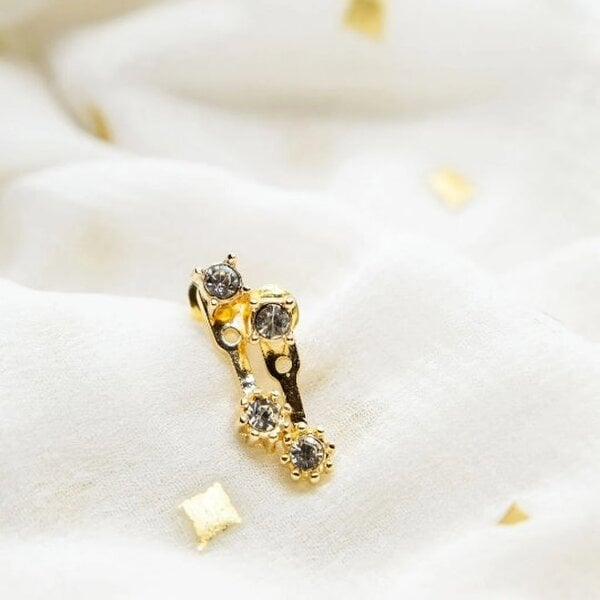The Colourful Aura Gold Zircon Minimalist Line Back Ear Bar Drop Bar Everyday Stud Earrings