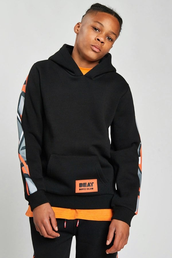 Beat Boyz Club Refraction Overhead Hoodie - Black/Orange Geo