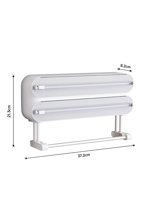 Living and Home 3-Layer Magnetic Wall Mounted Wrap Dispenser with Cutter & Paper Roll Holder