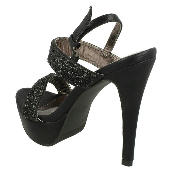 Anne Michelle Ladies Anne Michelle Double Glitter Strap Platform Heels