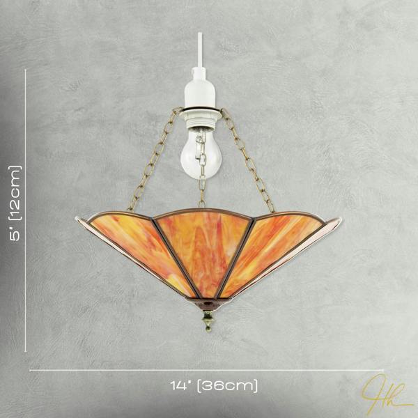Orange Amber Chic Tiffany Glass Easy Fit Pendant Shade with Chains Image 7