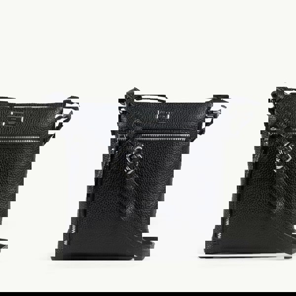 Assots London 'RUE' Black Pebble Grain Real Leather Crossbody Bag