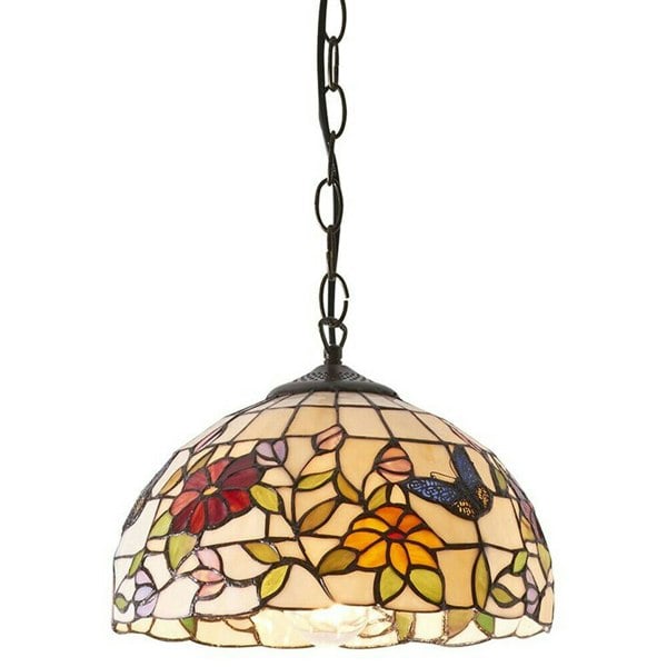 Small Tiffany Butterfly Pendant Light - Dark Bronze Finish - Needs 60W E27 GLS Loops