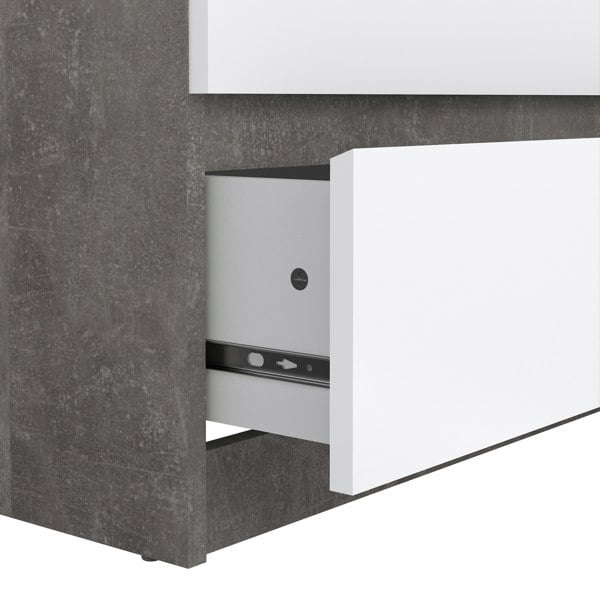 Furniture To Go Naia Wide Chest of 6 Drawers (3+3) in Concrete and White High Gloss
