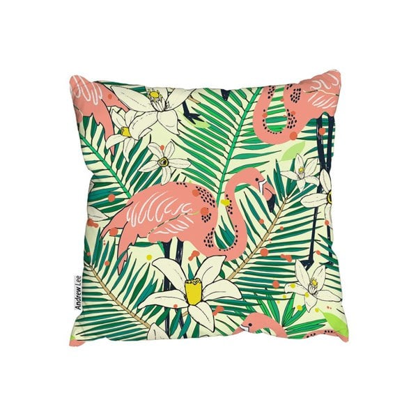 Benjamin Tate Design Abstract Flamingos With Palm Leaves (Outdoor Cushion)