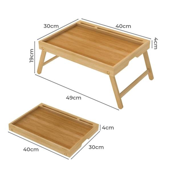 Toque Bamboo Foldable Bed Tray Table with Phone Holder Breakfast Laptop Desk