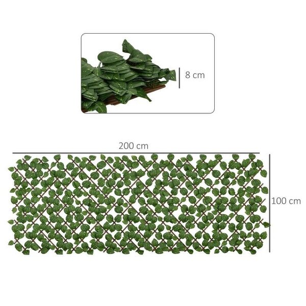 Set of 2 Expandable Artificial Trellis Hedges – Realistic Leaf Privacy Screen, 2 x 1 m