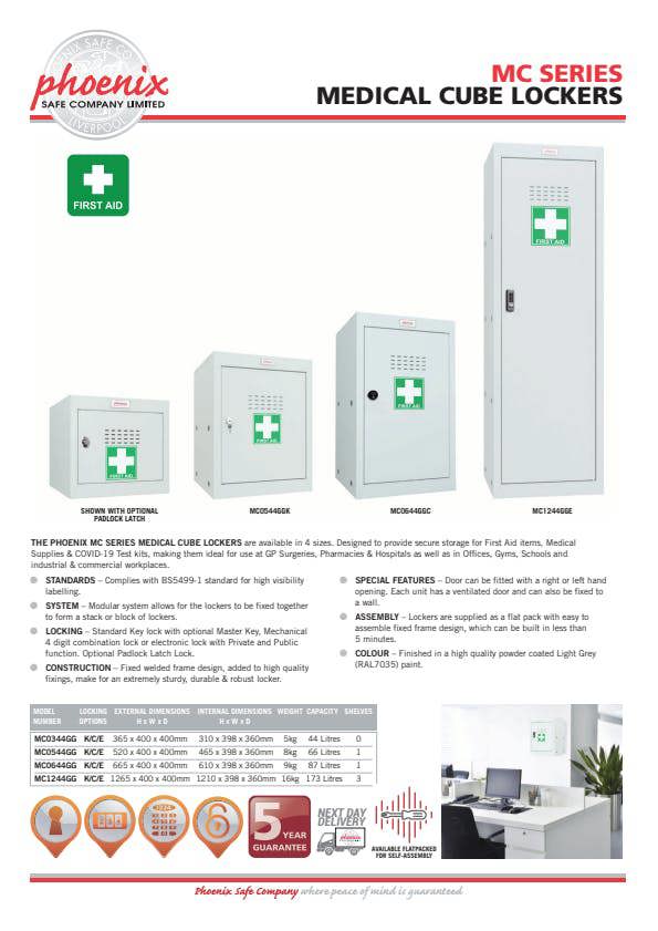 Phoenix Safe Phoenix MC1244GGC Size 4 Light Grey Medical Cube Locker with Combination Lock