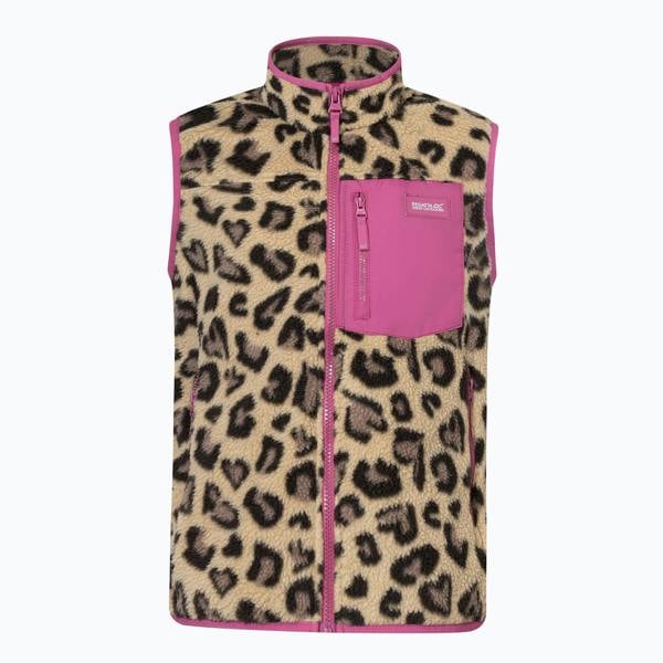 Regatta Childrens/Kids Frankie Leopard Print Fleece Body Warmer - Mocha/Violet - 