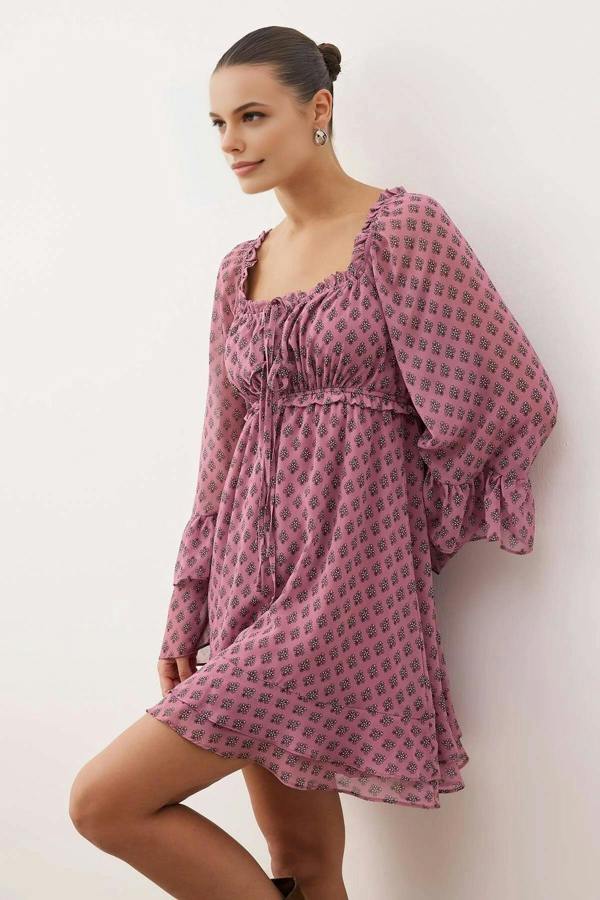 WOVCOR Ruffled Mini Woven Dress