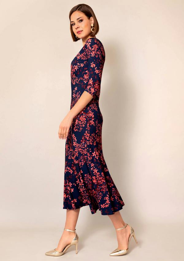 Alie Street London Maxine Asymmetric Dress (Bronzed Blooms)