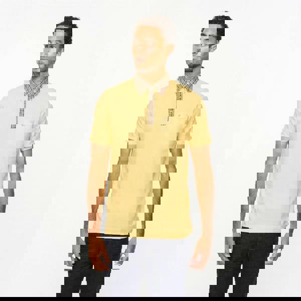 Gabicci V55GX19 Mens Laleham Short Sleeve Check Collar Oxford Polo Shirt Gabicci Vintage - PINEAPPLE