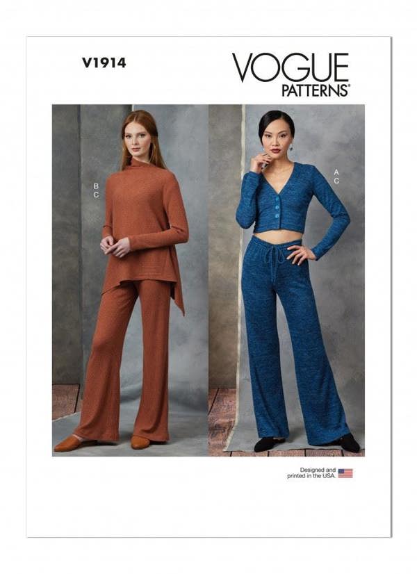 Vogue Sewing Pattern 1914, Cardigans, Tops, Tunics, Trousers for Women, Y (XS-S-M) - Easy