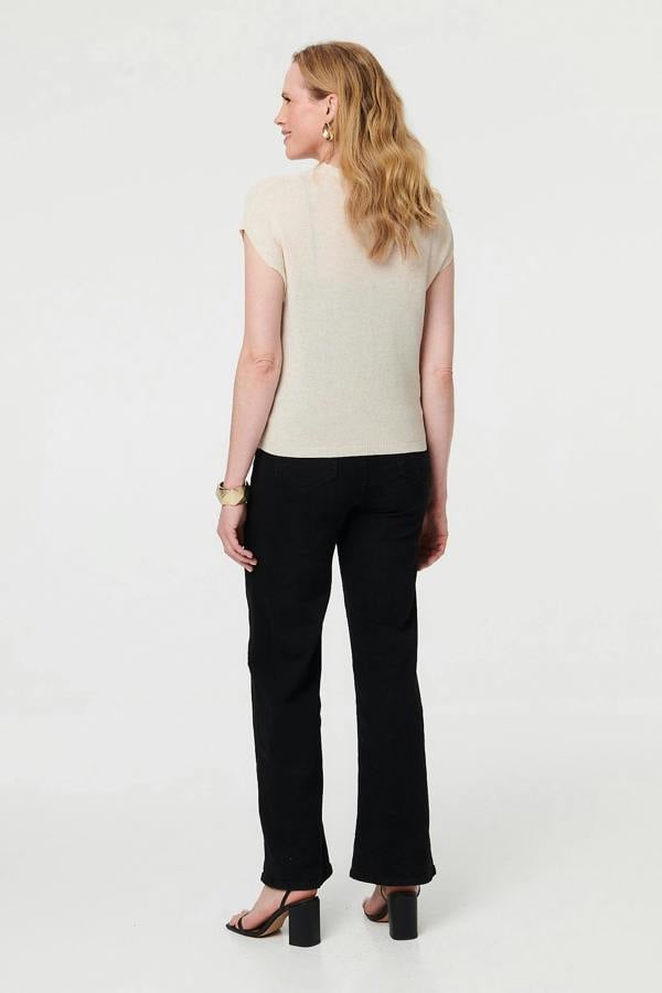 Cream | Sleeveless Button Front Knit Vest