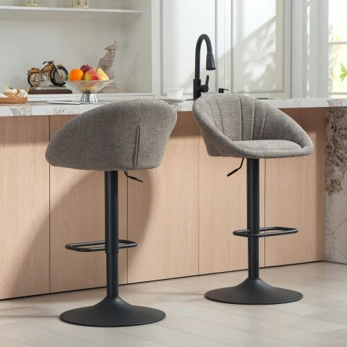 Wyld Haus Relodi Lifa Set Of 2 Grey Upholstered Relaxed Tub Style Bar Chairs