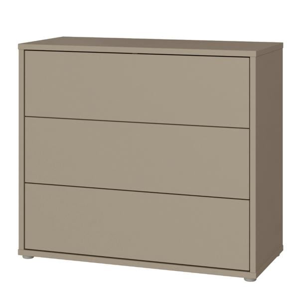 Alice Springs 3 Drawer Chest With Push-to-Open Drawers in Taupe