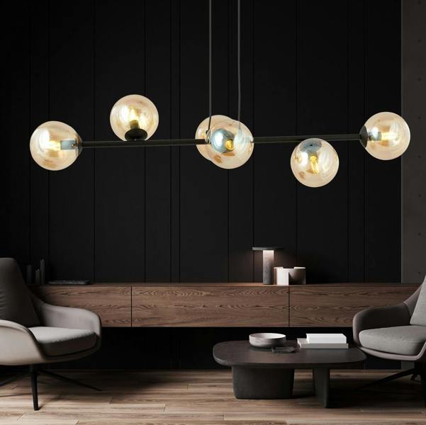 Emibig ROSSI Pendant lamp  6 x E14 Black with Amber Shade
