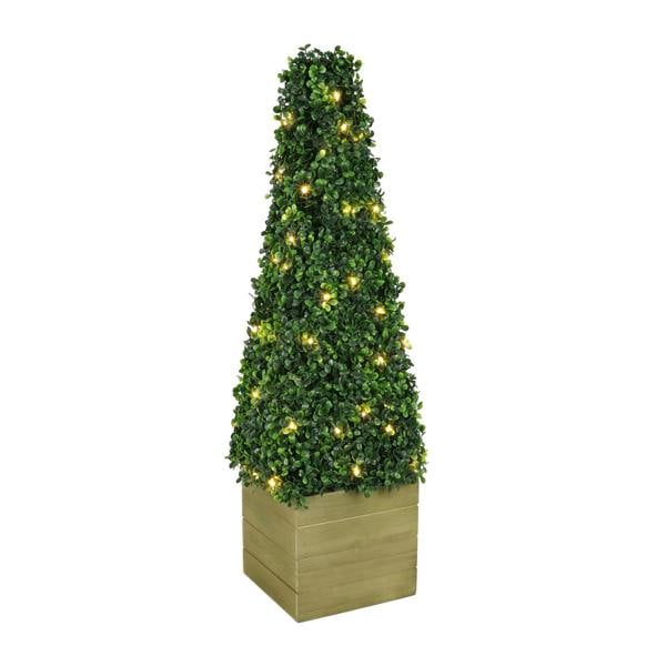 Gardenwize Solar Faux Plant – Obelisk Topiary with 100 LED Lights