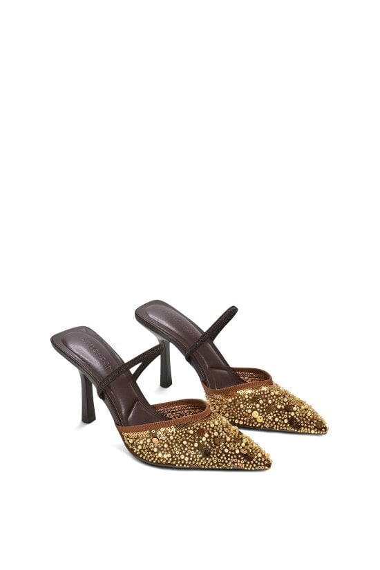 XY LONDON Slingback Stiletto High Heel Rhinestone Embellished Court Shoes
