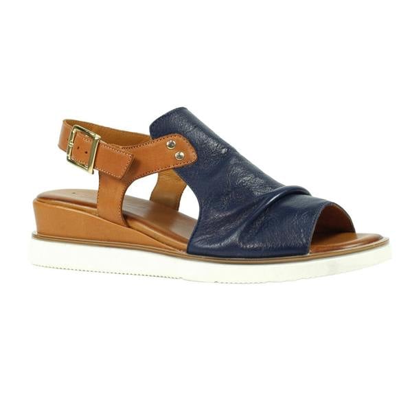 Lunar Womens Steffi Leather Wedge Sandals - Navy