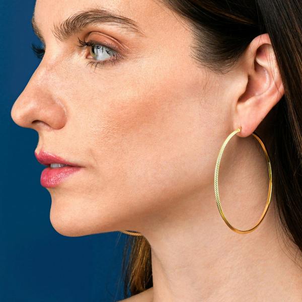 namana Diamond-Cut Gold Plated 925 Sterling Silver Hoop Earrings For Women