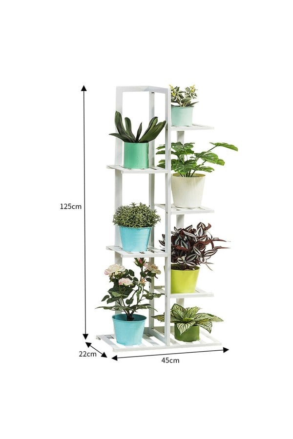 Living and Home 6 tier Alexander Free Form Multi Tiered Rubberwood Plant Stand