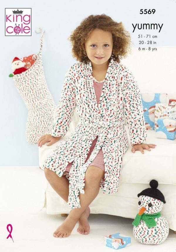 King Cole Yummy Knitting Pattern 5569, Robes, Toys 6 Months - 8 Years