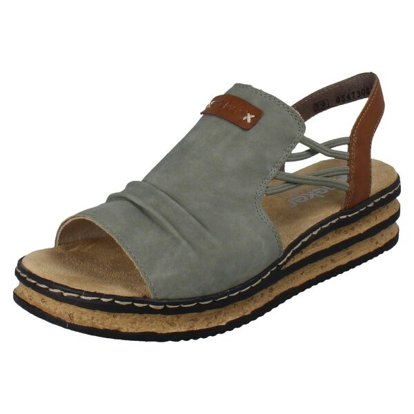 Rieker Ladies Rieker Wedge Sandal 62962 - Green