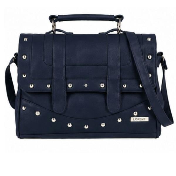 Lorenz Studded Satchel Shoulder Bag with Adjustable Crossbody Strap