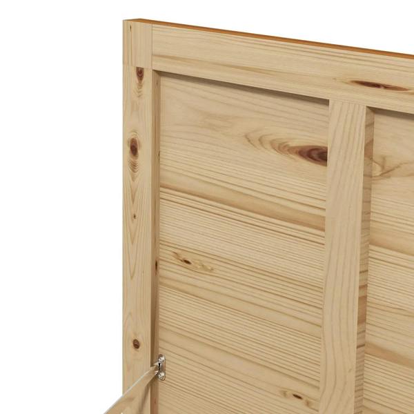 Light brown wooden storage box interior panel with metal latch hardware