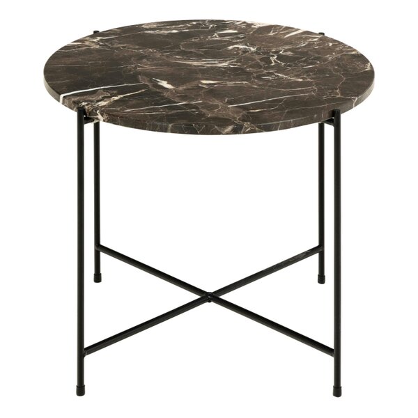 Wyld Haus Verona Round Brown Marble Stone Side Table