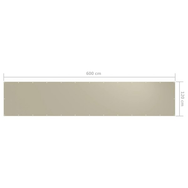 Berkfield Balcony Screen Beige 120x600 cm Oxford Fabric