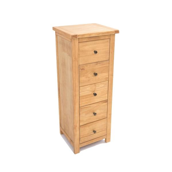 Cabinet Bits Lugo 5 Drawer Narrow Chest of Drawers Brass Knob