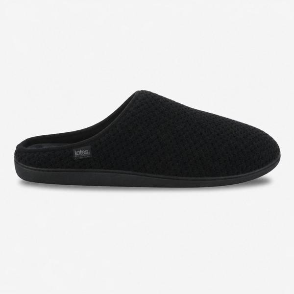 Totes SWEPT BACK POPCORN MULE SLIPPER Mules Mules   in  Black