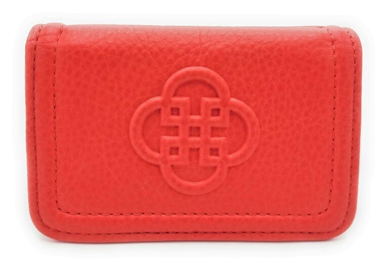 SADDLER JADE Real Leather Designer RFID Credit Card Holder | Gift Boxed - Red