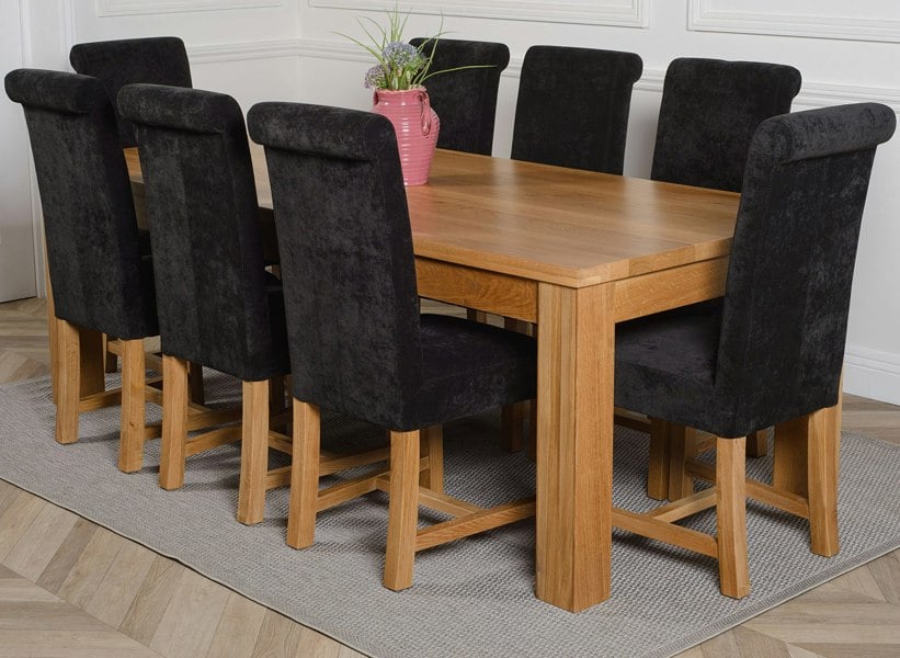 That's Furniture Dakota Extra Large Oak Dining Table with Washington Fabric Chairs