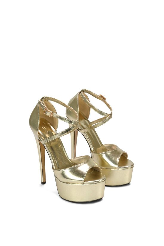 XY LONDON Strappy High Platform Heels With Peep Toe
