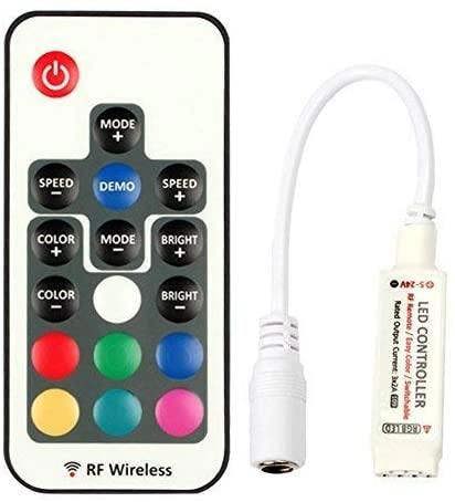 DC 5V-24V 12A RGB LED Controller with 17-Key RF Wireless Remote Control Dimmer for 5050 3528 LED Strip Lights - ENER-J Smart Home