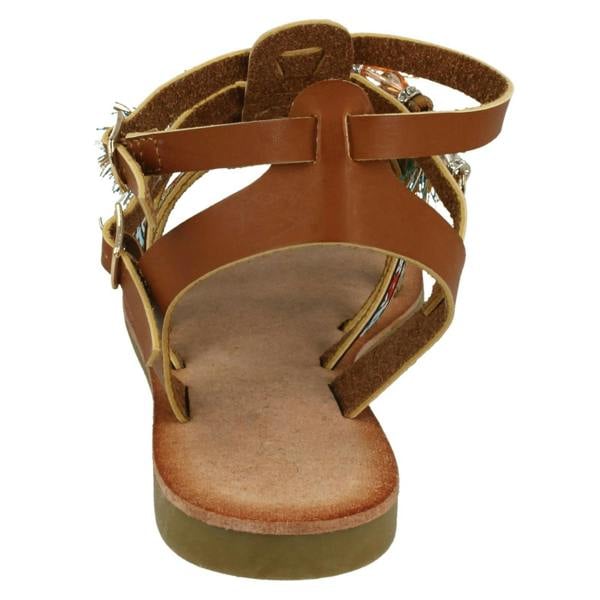 Savannah Ladies Savannah Flat Strappy Beaded Sandals