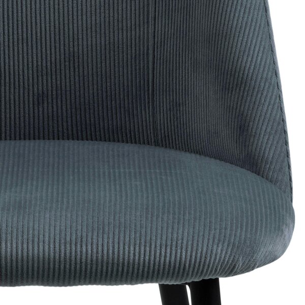 Wyld Haus Set of 4 Svendborg Grey Upholstered Dining Chair Black Metal Legs